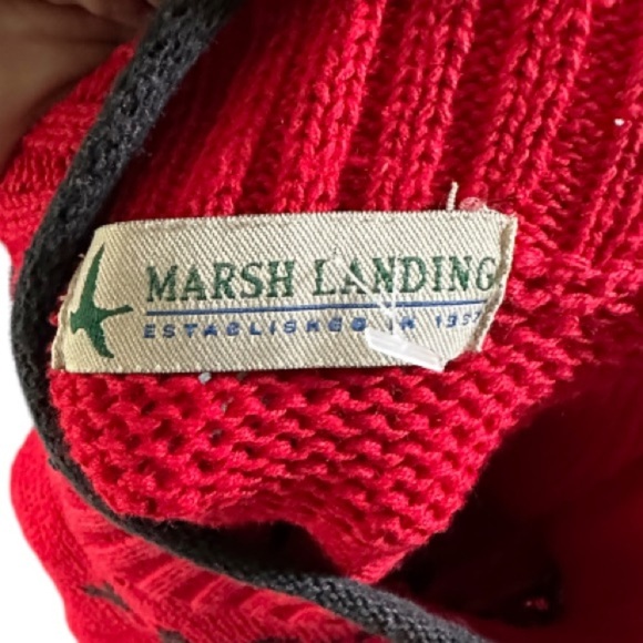 Vintage Marsh Landing Thick Snowflake Red‎ Sweater - Picture 5 of 7